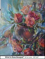 Wind in Rose Bouquet, Oil on Canvas